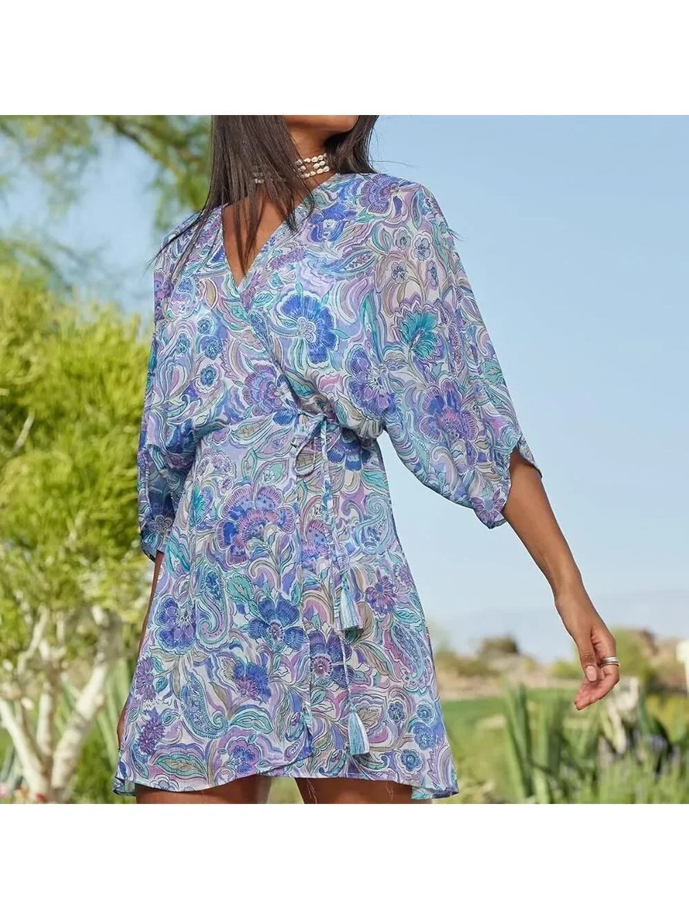 BECCA Blue and Purple Swim Coverup NWT
